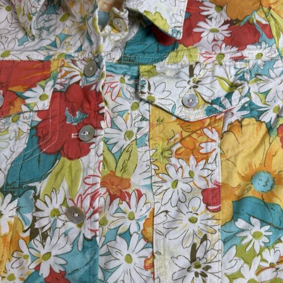 Norm Thompson Vintage Floral Button Down Shirt Women’s S 100% Cotton EUC - Picture 5 of 7